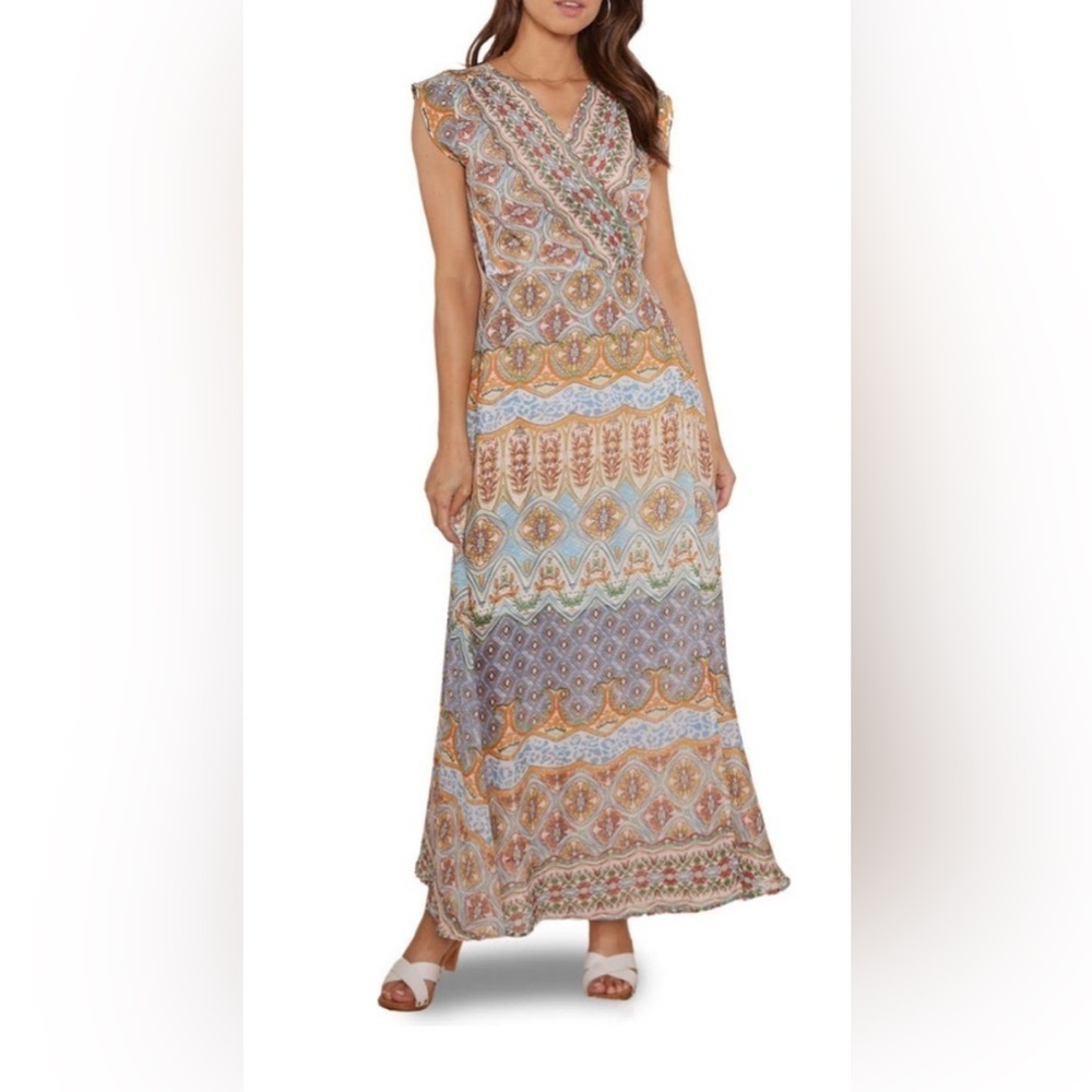 NWT RAGA- Star Maxi Wrap Dress in color Blue Sky. Size L